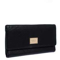 Pre Owned Michael Kors Black Leather Trifold Flap Continental Wallet