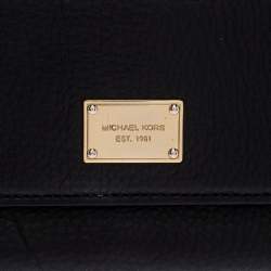Pre Owned Michael Kors Black Leather Trifold Flap Continental Wallet