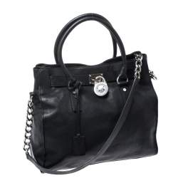 Pre Owned MICHAEL Michael Kors Black Leather Hamilton Tote