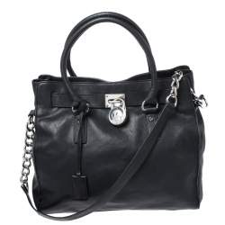 Pre Owned MICHAEL Michael Kors Black Leather Hamilton Tote
