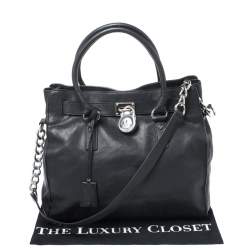 Pre Owned MICHAEL Michael Kors Black Leather Hamilton Tote