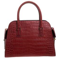 Michael Kors Red Croc Embossed Leather Gia Satchel