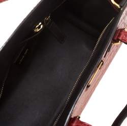 Michael Kors Red Croc Embossed Leather Gia Satchel