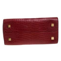 Michael Kors Red Croc Embossed Leather Gia Satchel