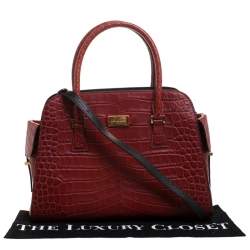 Michael Kors Red Croc Embossed Leather Gia Satchel