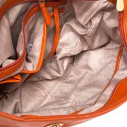 Pre Owned MICHAEL Michael Kors Orange Leather Jet Set Chain Tote