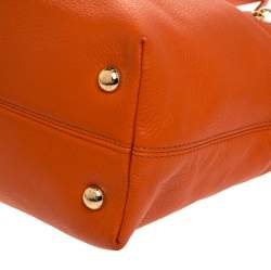 Pre Owned MICHAEL Michael Kors Orange Leather Jet Set Chain Tote