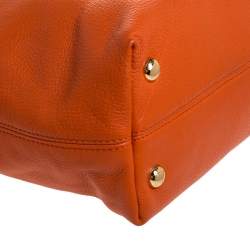 Pre Owned MICHAEL Michael Kors Orange Leather Jet Set Chain Tote