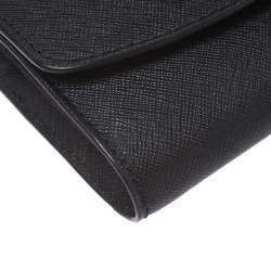 Pre Owned محفظة مايكل كورس جيت سيت جلد أسود قصيرة ثلاثية الطي