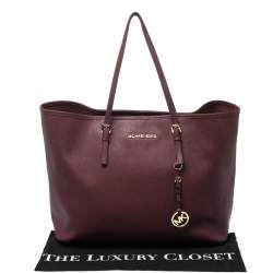 Michael Kors Burgundy Leather Jet Set Tote