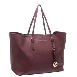 Michael Kors Burgundy Leather Jet Set Tote