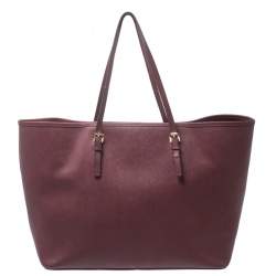 Michael Kors Burgundy Leather Jet Set Tote