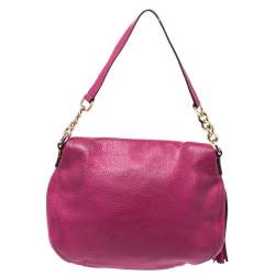 Pre Owned Michael Michael Kors Fuchsia Leather Bedford Crossbody Bag