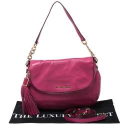 Pre Owned Michael Michael Kors Fuchsia Leather Bedford Crossbody Bag
