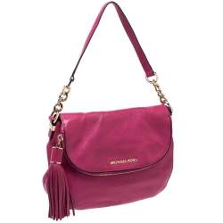 Pre Owned Michael Michael Kors Fuchsia Leather Bedford Crossbody Bag