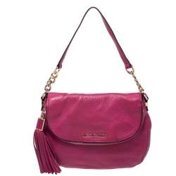 Pre Owned Michael Michael Kors Fuchsia Leather Bedford Crossbody Bag