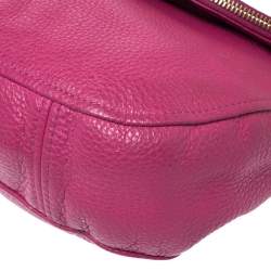 Pre Owned Michael Michael Kors Fuchsia Leather Bedford Crossbody Bag