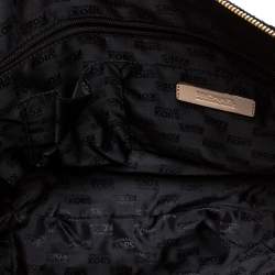 Pre Owned Michael Michael Kors Black Python Embossed Leather Top Zip Jet Set Tote