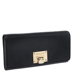 Michael Kors Black Leather Flap Continental Wallet