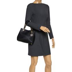 Pre Owned MICHAEL Michael Kors Black Leather Small Cynthia Tote