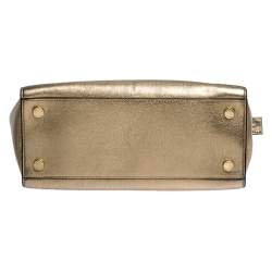 Pre Owned MICHAEL Michael Kors Gold Leather Large Selma Satchel