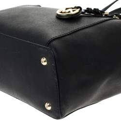 Pre Owned حقيبة يد مايكل مايكل كورس جيت سيت سحاب علوي متوسطة جلد أسود