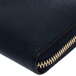 Pre Owned محفظة مايكل كورس سحاب ملتف حمالة معصم جلد أزرق