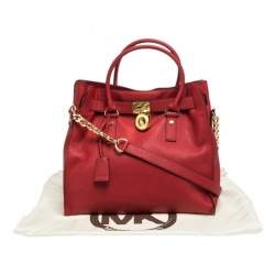 Pre Owned حقيبة مايكل مايكل كورس هاميلتون نورث ساوث كبيرة جلد أحمر