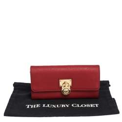 مملوكة مسبقًا محفظة مايكل كورس هاميلتون جلد حمراء