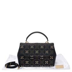 Pre Owned Michael Kors Navy Blue Studded Leather Medium Ava Top Handle Bag