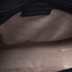 Pre Owned Michael Kors Navy Blue Studded Leather Medium Ava Top Handle Bag