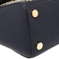 Pre Owned Michael Kors Navy Blue Studded Leather Medium Ava Top Handle Bag