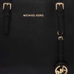 Pre Owned حقيبة مايكل كورس جيت سيت جلد أسود كبيرة