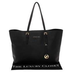 Pre Owned حقيبة مايكل كورس جيت سيت جلد أسود كبيرة