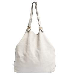 Pre Owned Michael Kors Grey Perforated Leather Logo Grab Hobo