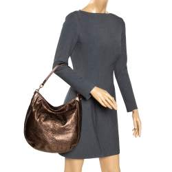 Pre Owned Michael Michael Kors Metallic Snake Effect Leather Lillie Hobo
