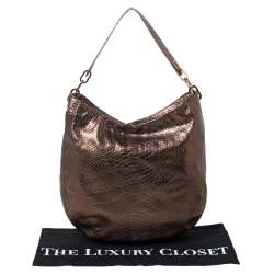 Pre Owned Michael Michael Kors Metallic Snake Effect Leather Lillie Hobo