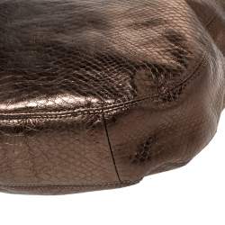 Pre Owned Michael Michael Kors Metallic Snake Effect Leather Lillie Hobo