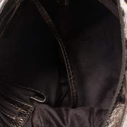 Pre Owned Michael Michael Kors Metallic Snake Effect Leather Lillie Hobo