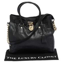 Pre Owned حقيبة يد مايكل مايكل كورس هاميلتون نورث ساوث كبيرة جلد سوداء