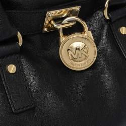 Pre Owned حقيبة يد مايكل مايكل كورس هاميلتون نورث ساوث كبيرة جلد سوداء