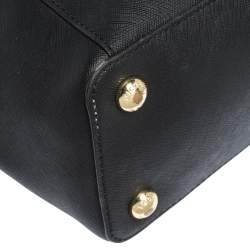 Pre Owned حقيبة يد مايكل كورس جيت سيت سحاب علوي جلد سافيانو سوداء