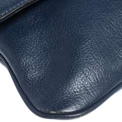 Pre Owned MICHAEL Michael Kors Blue Leather Turnlock Chain Clutch