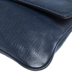 Pre Owned MICHAEL Michael Kors Blue Leather Turnlock Chain Clutch