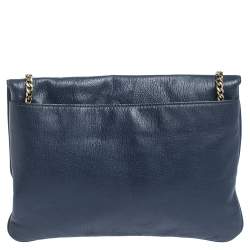 Pre Owned MICHAEL Michael Kors Blue Leather Turnlock Chain Clutch