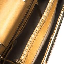 Pre Owned MICHAEL Michael Kors Light Brown Leather Metal Detail Handle Tote