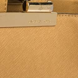 Pre Owned MICHAEL Michael Kors Light Brown Leather Metal Detail Handle Tote