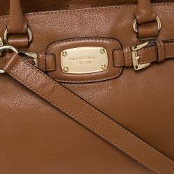 Pre Owned MICHAEL Michael Kors Brown Leather Logo Plaque Tote