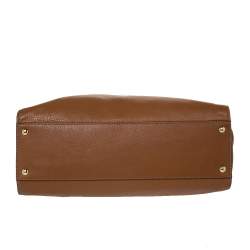 Pre Owned MICHAEL Michael Kors Brown Leather Logo Plaque Tote