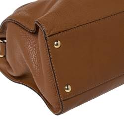 Pre Owned MICHAEL Michael Kors Brown Leather Logo Plaque Tote